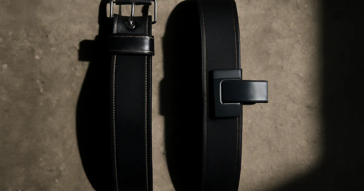 Deux ceintures de levée cross-training alignées : powerlifting cuir 10mm et lever Velcro 13mm