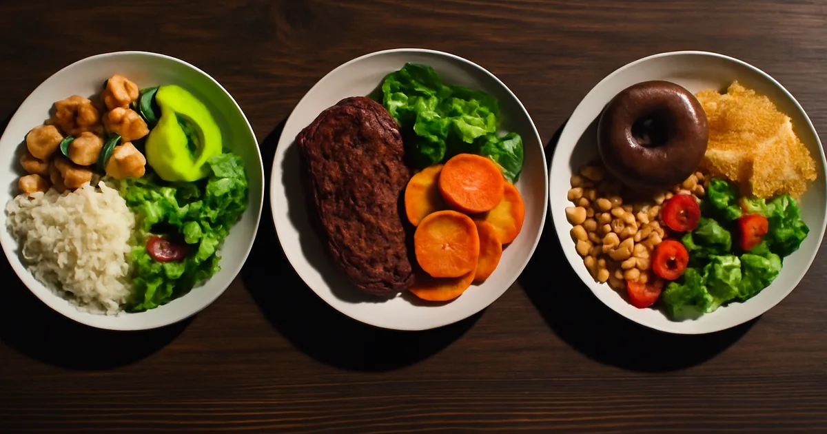 Trois assiettes alignées illustrant les approches Zone, Paleo et IIFYM en nutrition cross-training